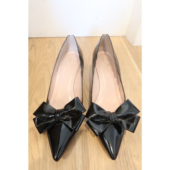 Kate Spade Maxine Black Patent Leather Bow Pointed Heels Women Sz 6 M - Picture 2 of 9